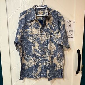 Cooke Street Honolulu Men's Hawaiian Shirt Blue Floral Pineapple Cotton XL